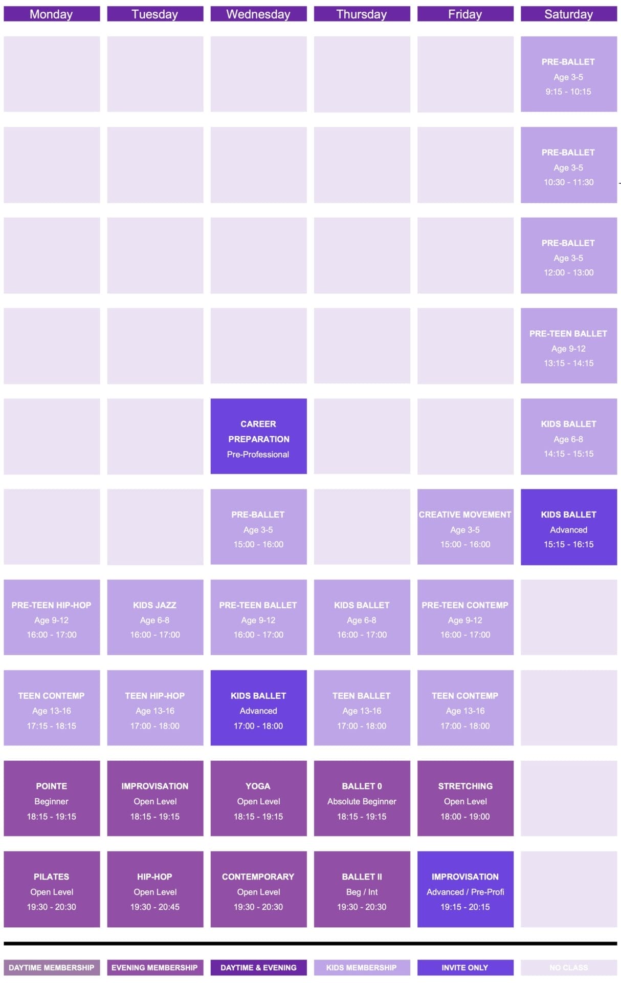 2025 adult schedule studio 2