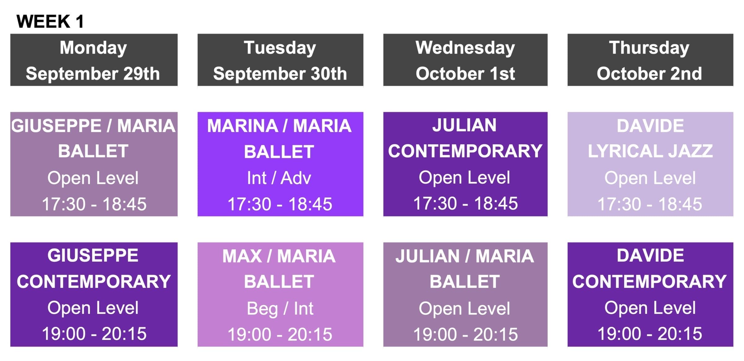 fall 2025 workshop schedule w1